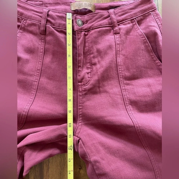 Judy Blue burgundy high rise front seam straight leg jeans - Picture 5 of 14